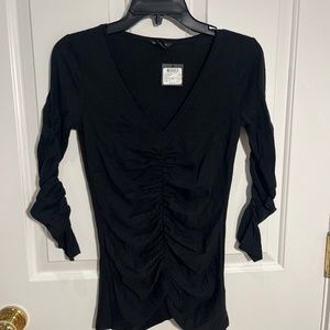 Black Club Monaco wool blend ruched top NWT